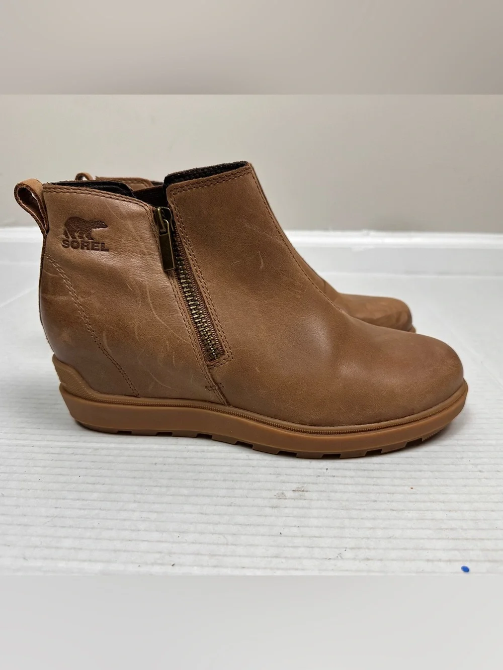 Sorel Evie II Zip Booties – Size US 9.0 | Velvet Tan Waterproof Ankle Boots